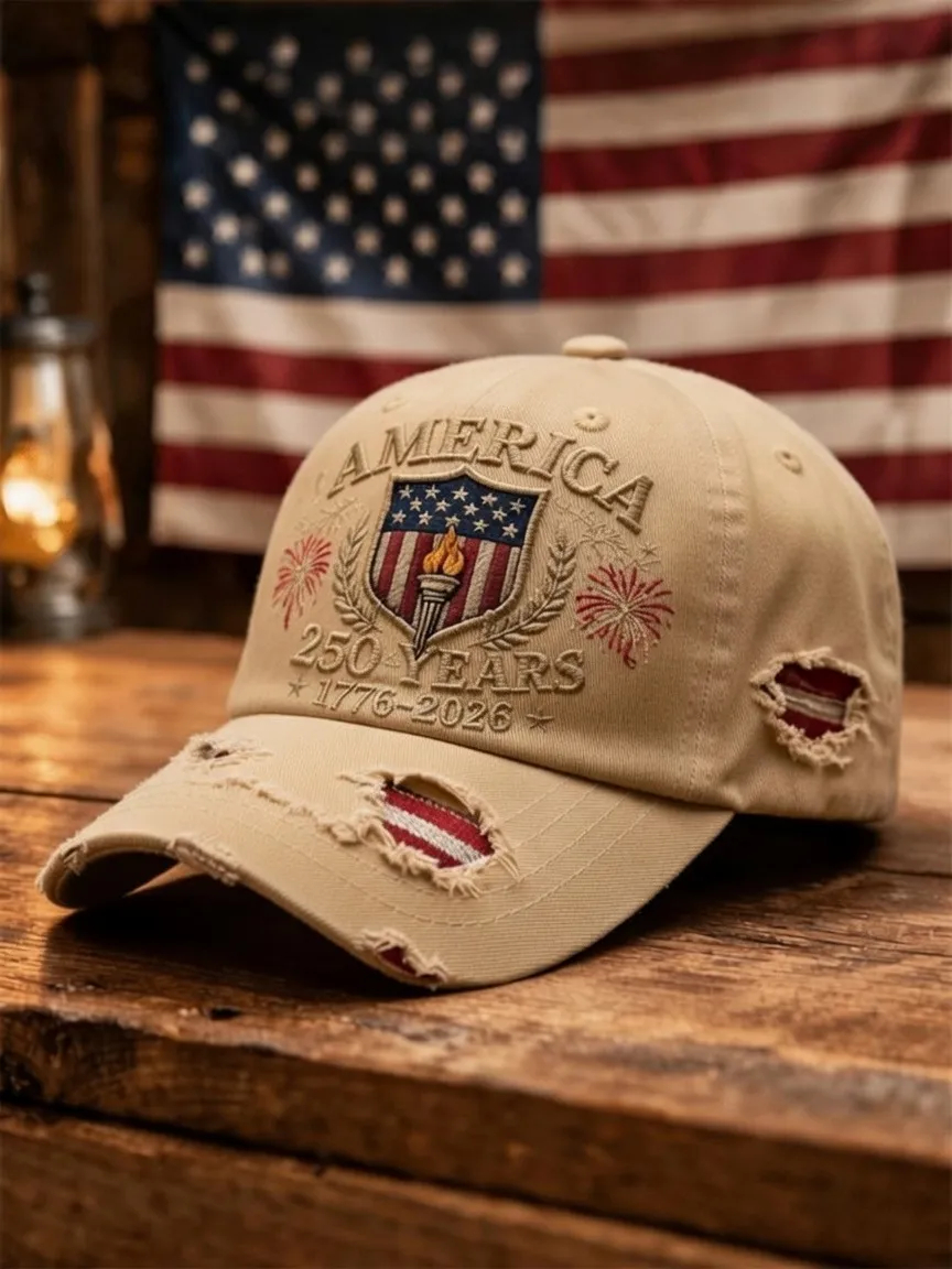 Vintage Distressed America 250 Years Embroidered Adjustable Baseball Dad Hat