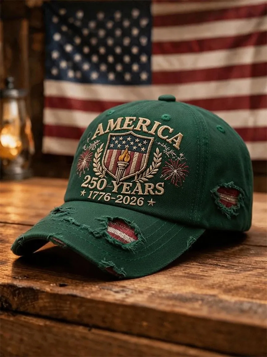 Vintage Distressed America 250 Years Embroidered Adjustable Baseball Dad Hat