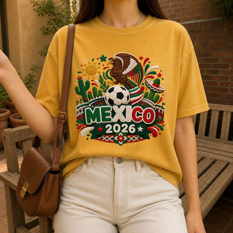 2026 World Cup Mexico Flag Eagle Desert Element Fan Short Sleeve Top