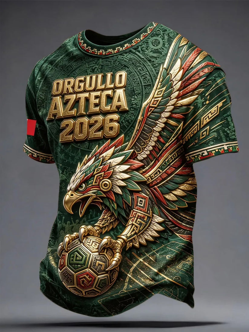 Men's Orgullo Azteca 2026 Mexican Eagle Soccer Graphic Short Sleeve Jersey
