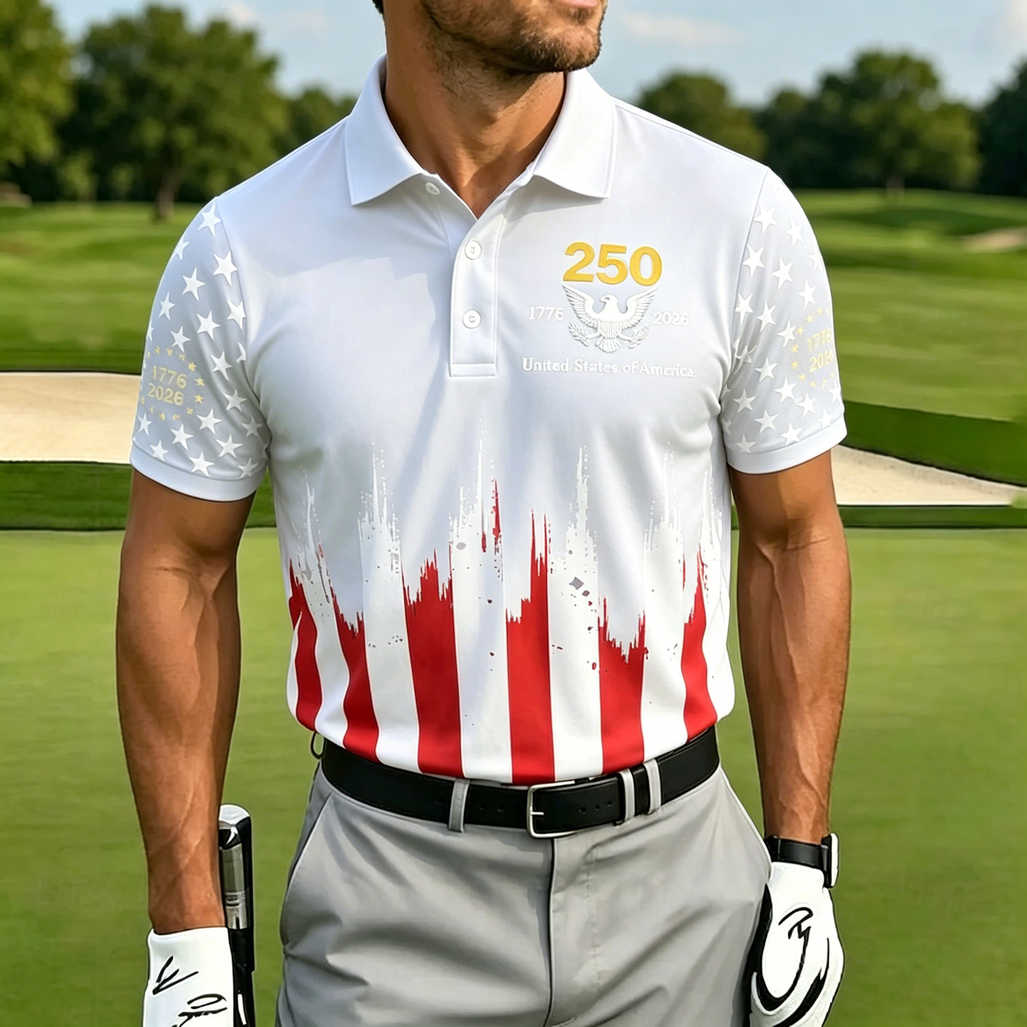 Men’s & Women’s Patriotic American Flag Polo Shirt, 1776-2026 250th Anniversary Casual Golf Shirt