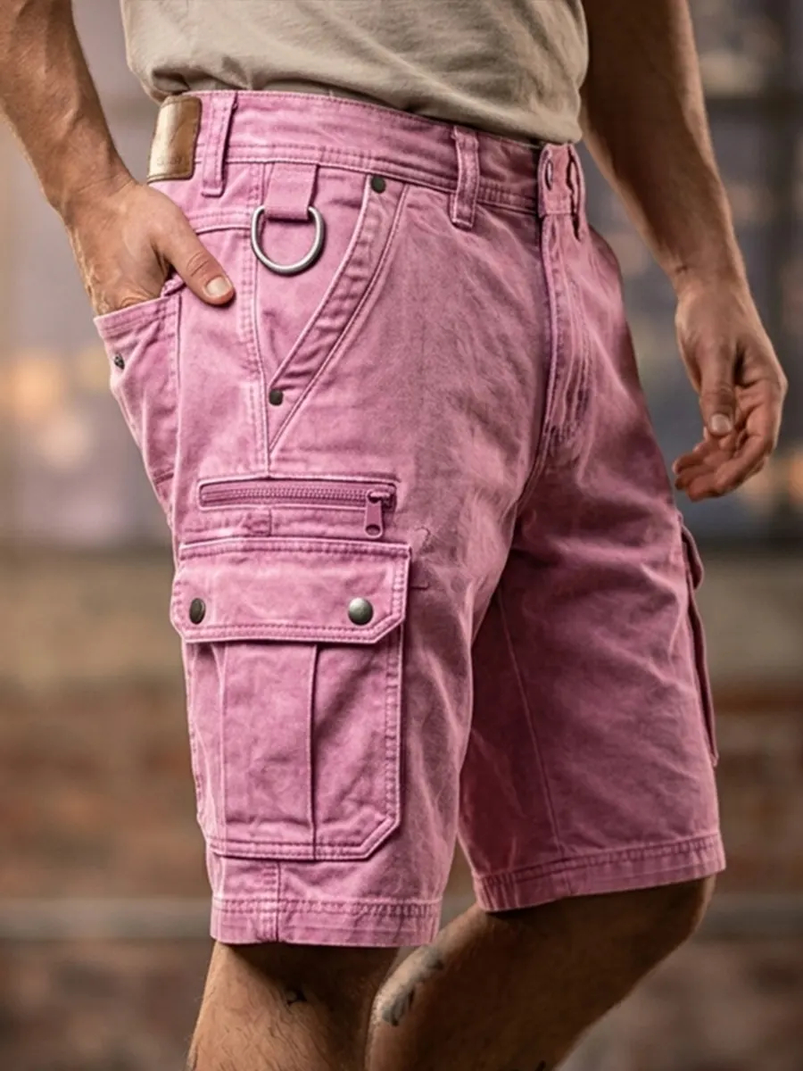 Rugged Denim Style Multi Pocket Casual Shorts