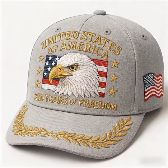 Premium Grey Suede Patriotic Golden Embroidery Eagle Sports Sun Protection Baseball Cap
