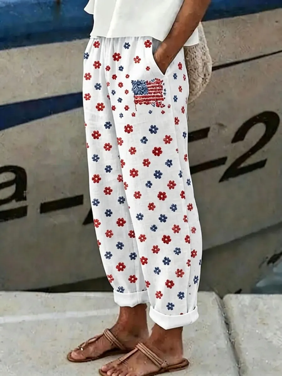 [Copy]Men's American Flag Art Print Denim-Like Casual Shorts