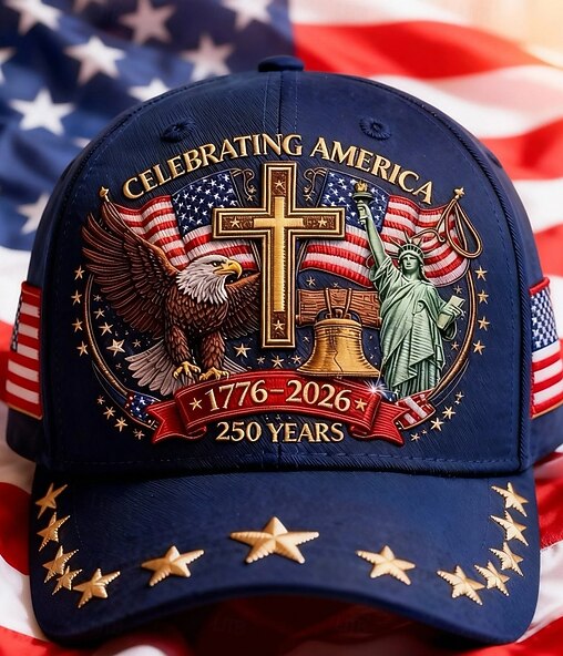 Celebrating America 250 Years Patriotic Eagle Cross Anniversary Baseball Cap