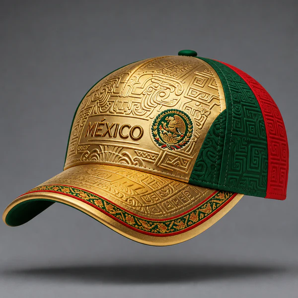 Mexico Flag Color Block Retro Tribal Pattern Outdoor Sun Protection Dad Hat