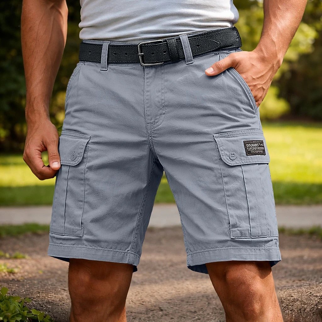 Regular Fit Button Flap Side Pocket Men Outdoor Utility Cargo Shorts