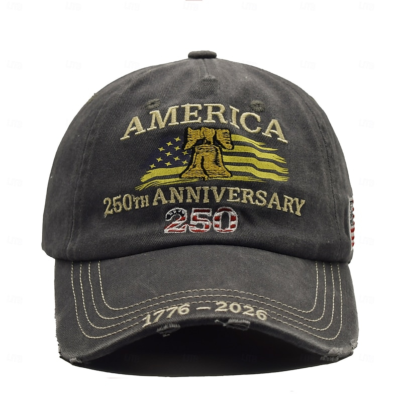 Vintage Liberty Bell 250th Anniversary Distressed Adjustable Patriotic Baseball Cap