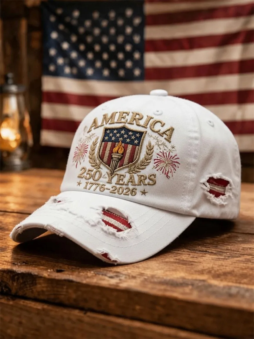 Vintage Distressed America 250 Years Embroidered Adjustable Baseball Dad Hat