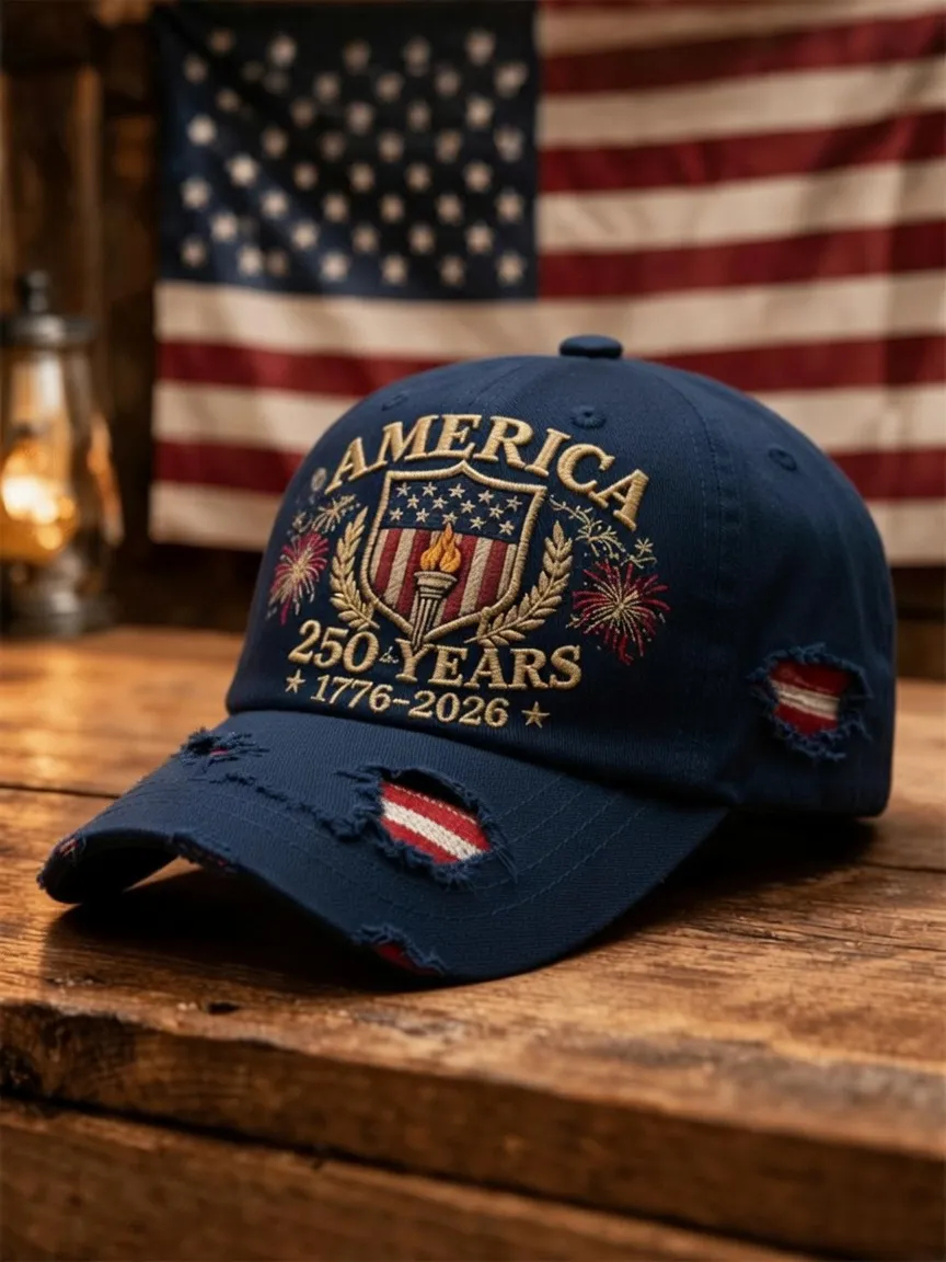 Vintage Distressed America 250 Years Embroidered Adjustable Baseball Dad Hat