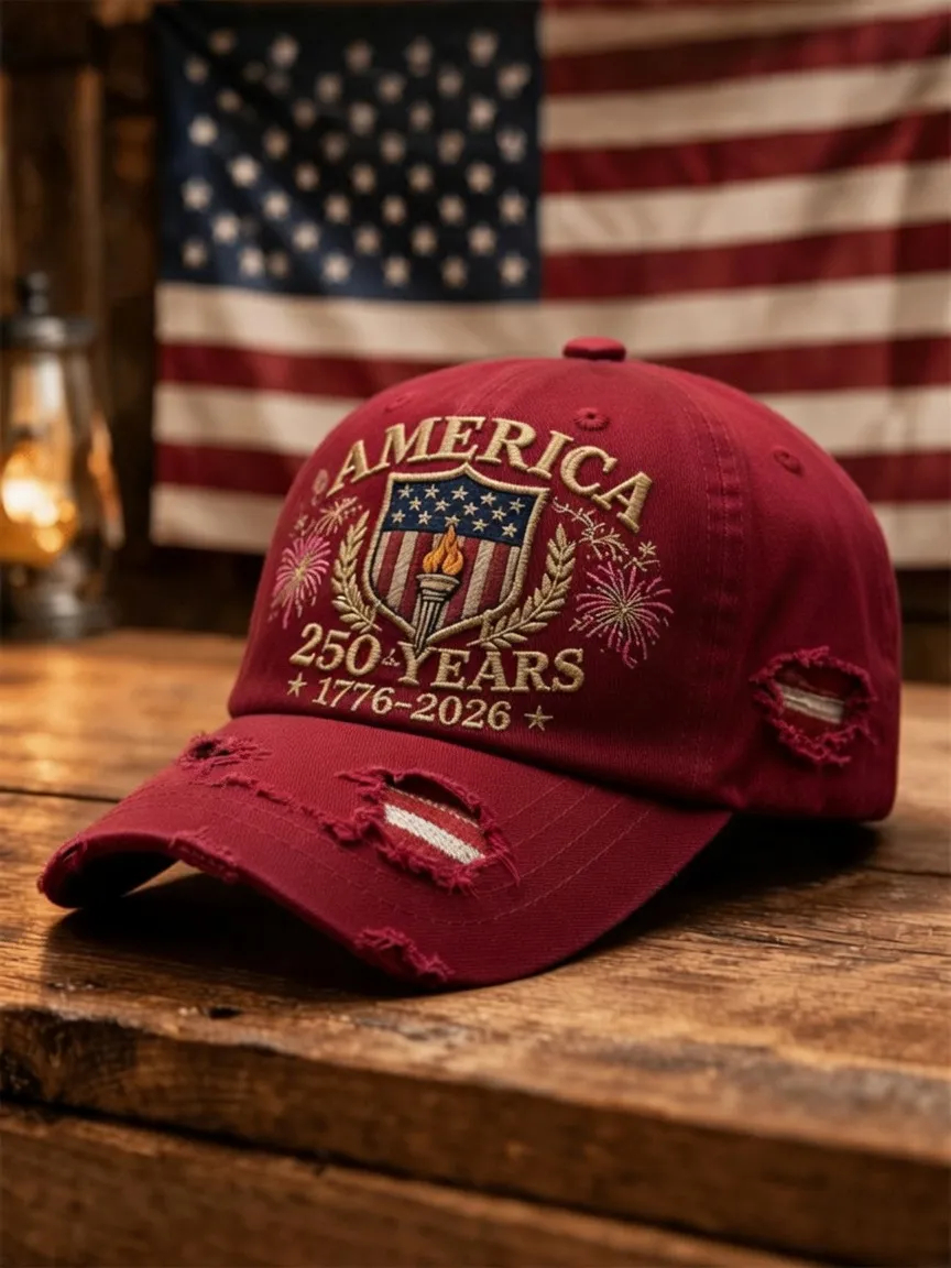 Vintage Distressed America 250 Years Embroidered Adjustable Baseball Dad Hat