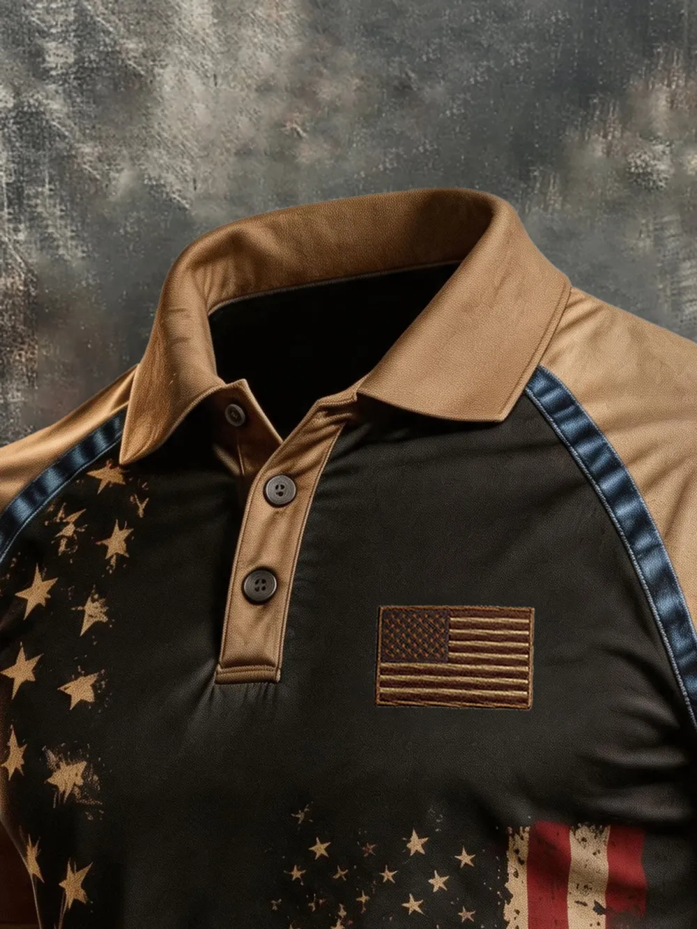 [Copy]Men Vintage We The People USA Cross Star Striped Flag Short Sleeve Denim Shirt