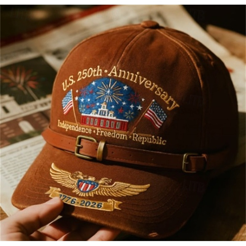 Patriotic 250th Anniversary Embroidered Trucker Hat, Independence & Freedom Themed Cap