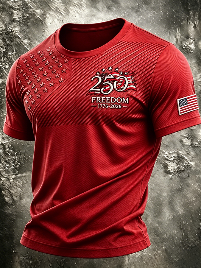 Men's Patriotic American Flag Print T-shirt