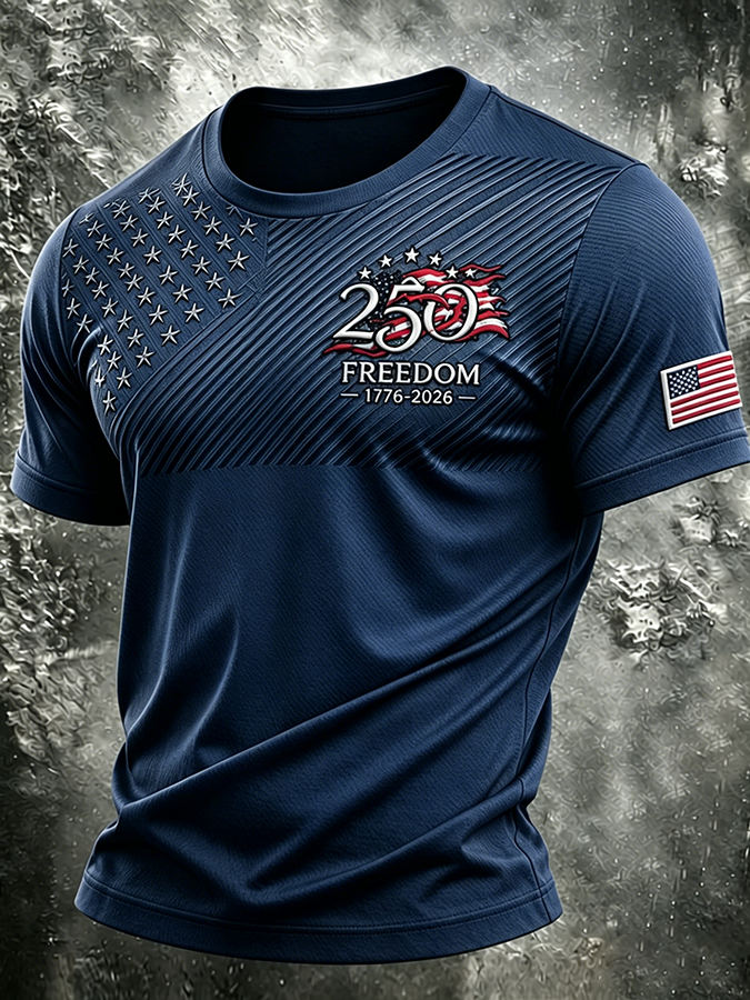 Men's Patriotic American Flag Print T-shirt