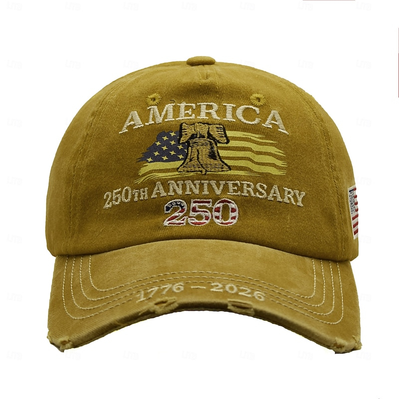Vintage Liberty Bell 250th Anniversary Distressed Adjustable Patriotic Baseball Cap