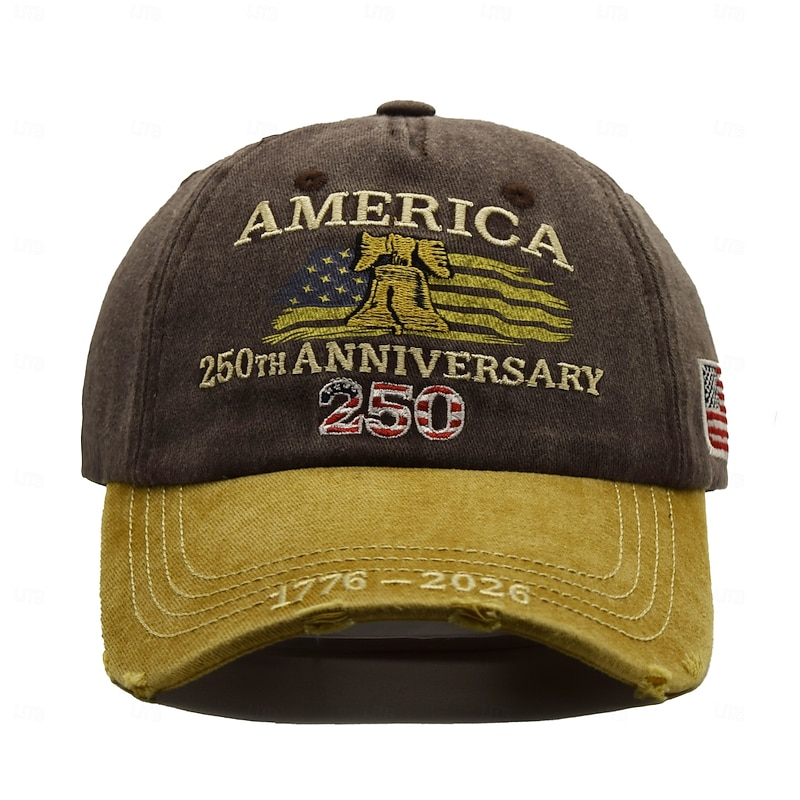 Vintage Liberty Bell 250th Anniversary Distressed Adjustable Patriotic Baseball Cap