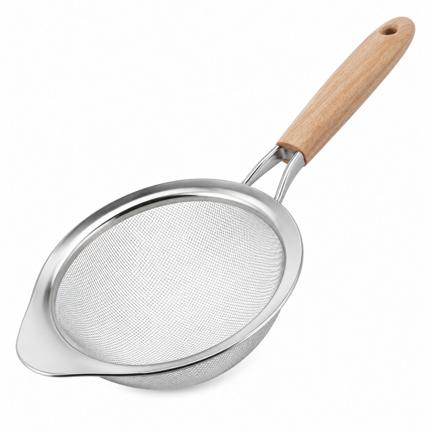 Feinmaschiges Edelstahlsieb mit Holzgriff 20cm