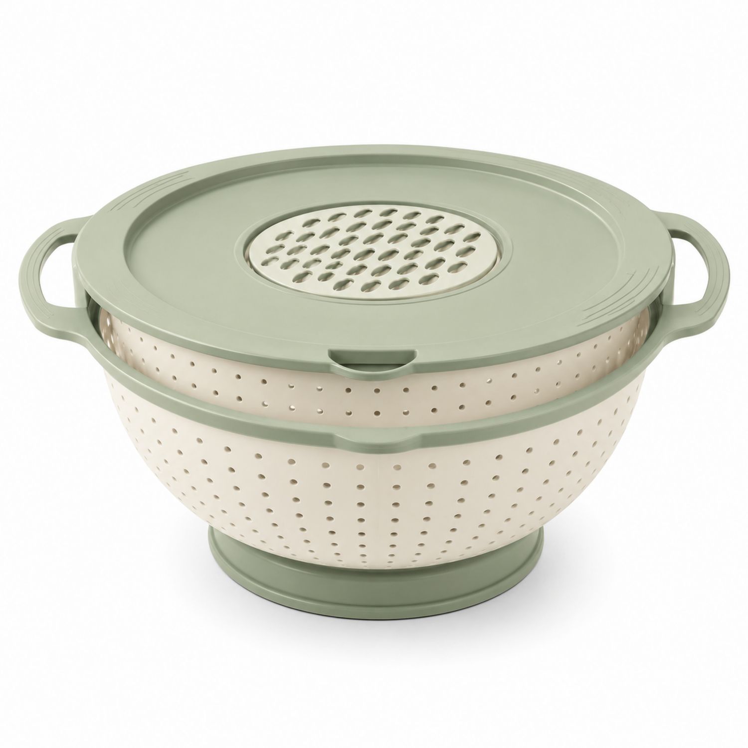 Küchensieb mit Deckel Grün/Beige