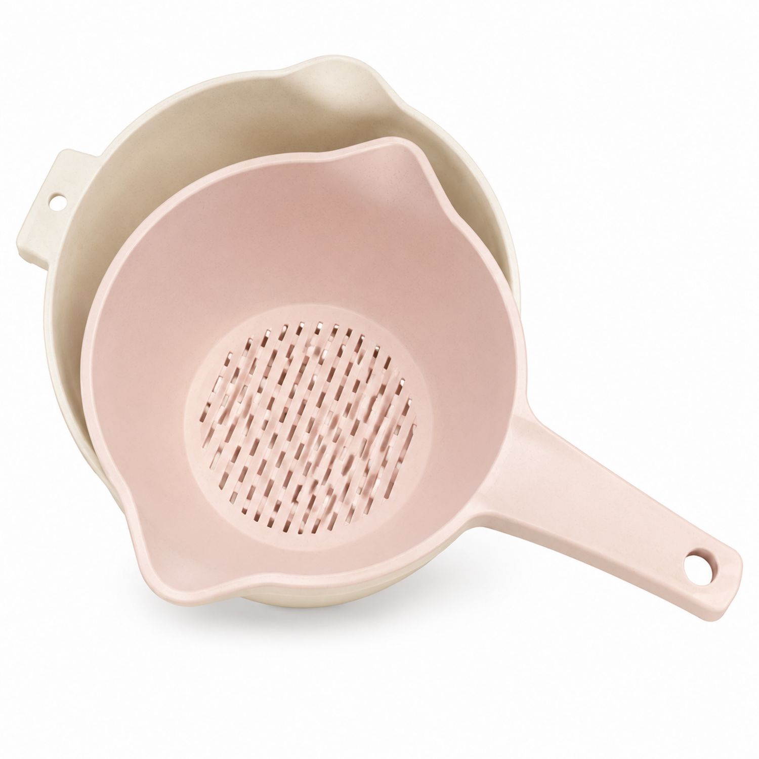 Abtropfsieb mit Schüssel-Set Rosa/Beige 3L