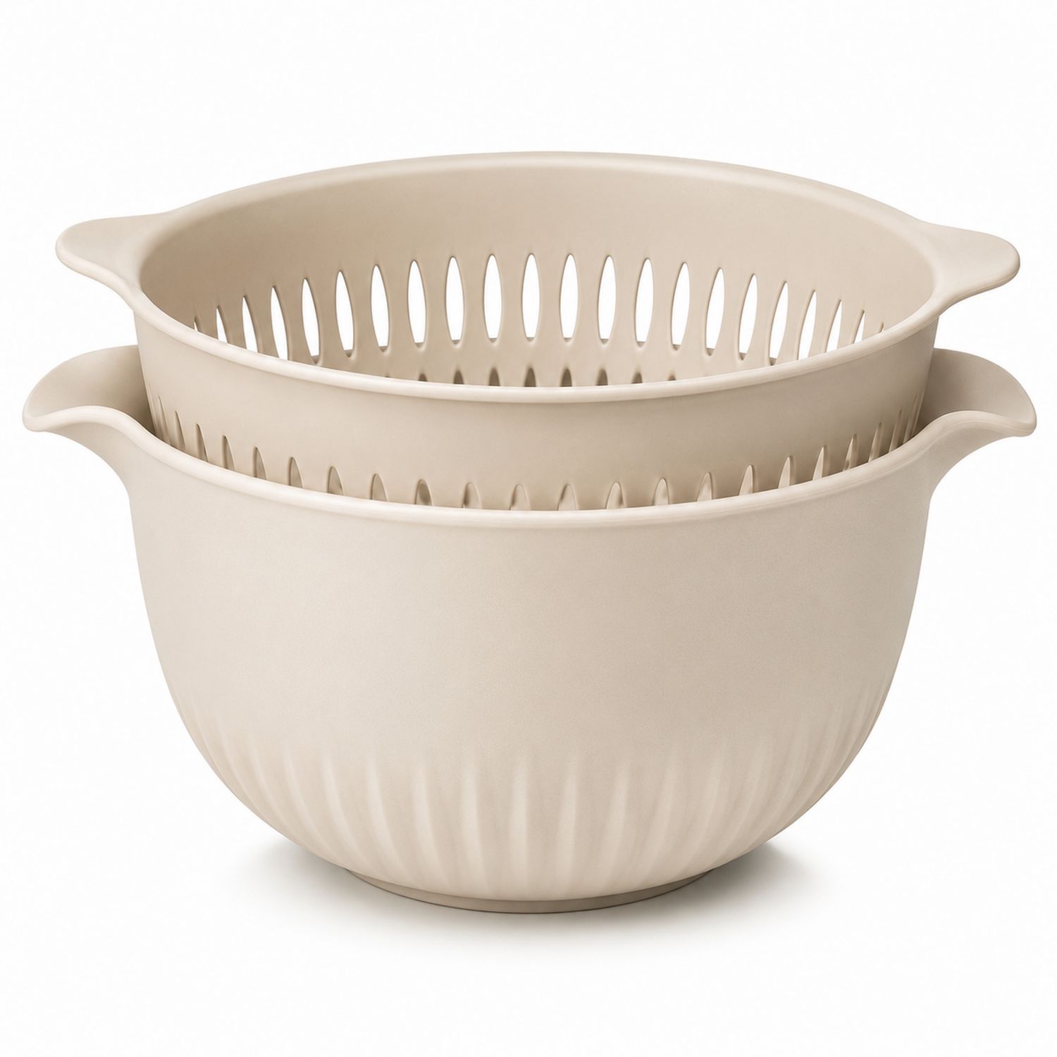 Beiges Abtropfschüssel-Set 3L mit Sieb