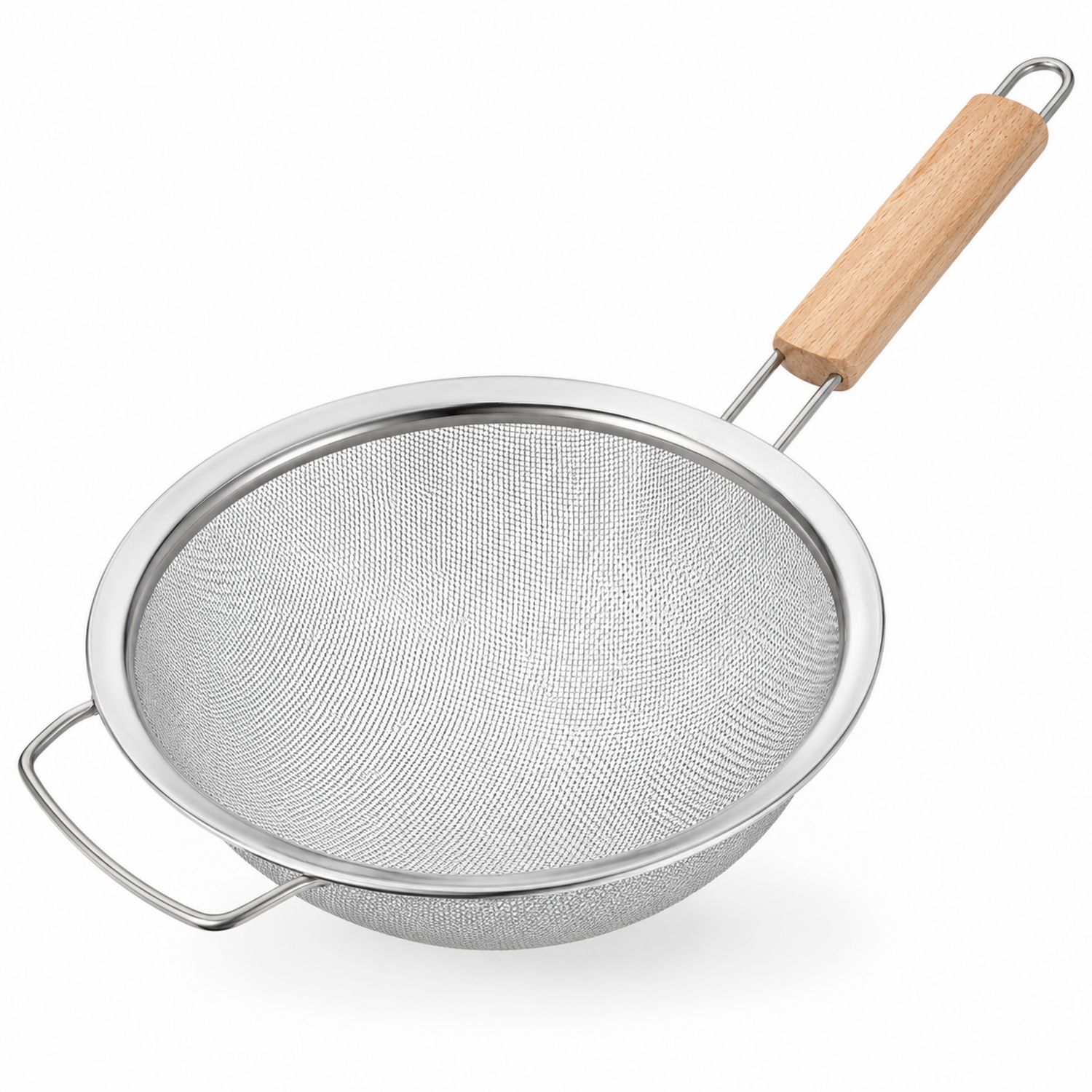 Edelstahl Küchensieb mit Holzgriff Feinmaschig
