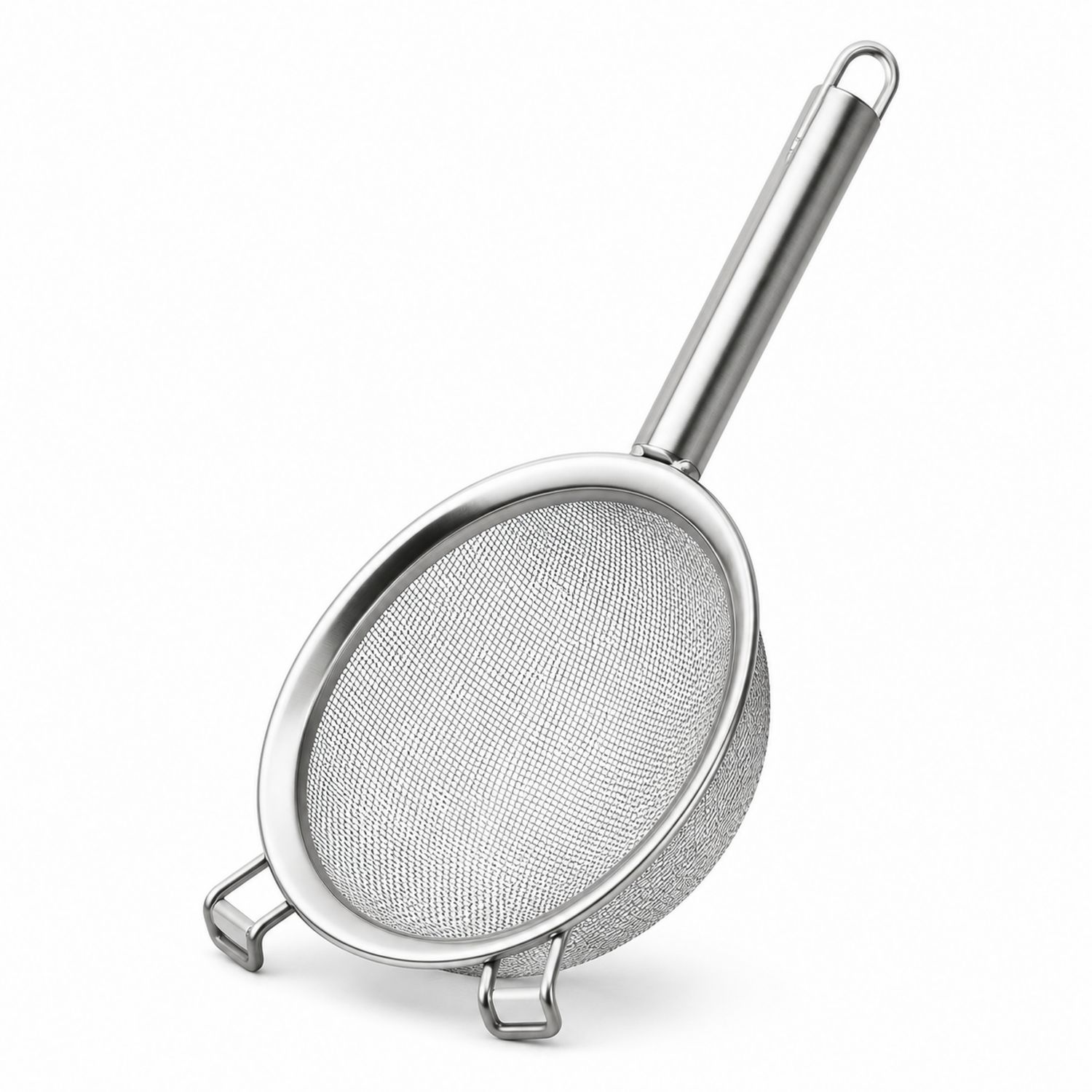 Edelstahl Küchensieb Feinmaschig mit Ergonomischem Griff, Silber, 20 cm