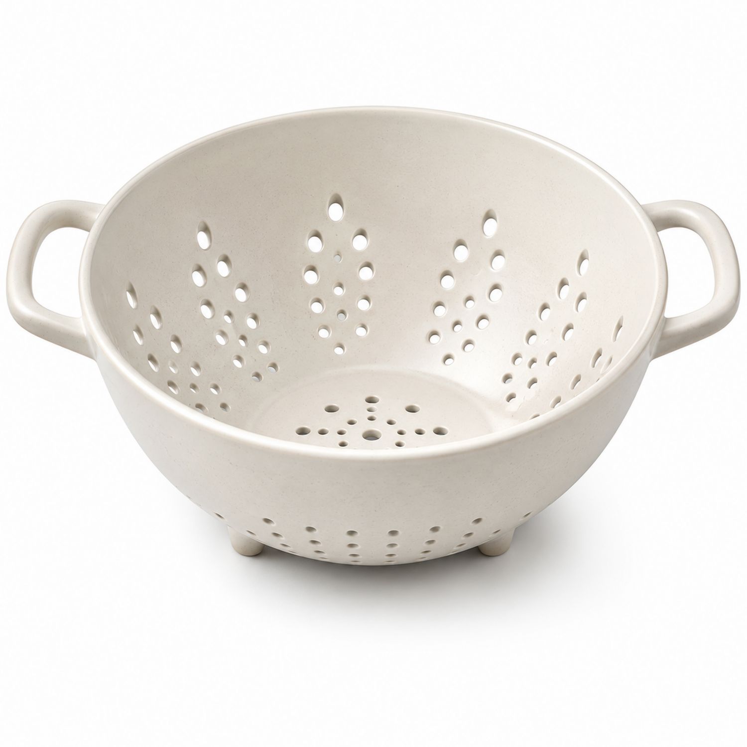 Keramik Seiher mit Griffen 30 cm Beige