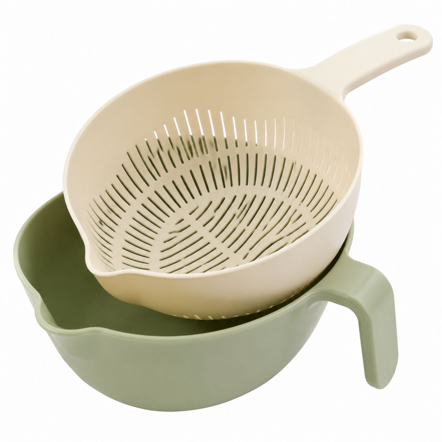 Sieb-Set mit Schüssel, Beige und Grün, 2L