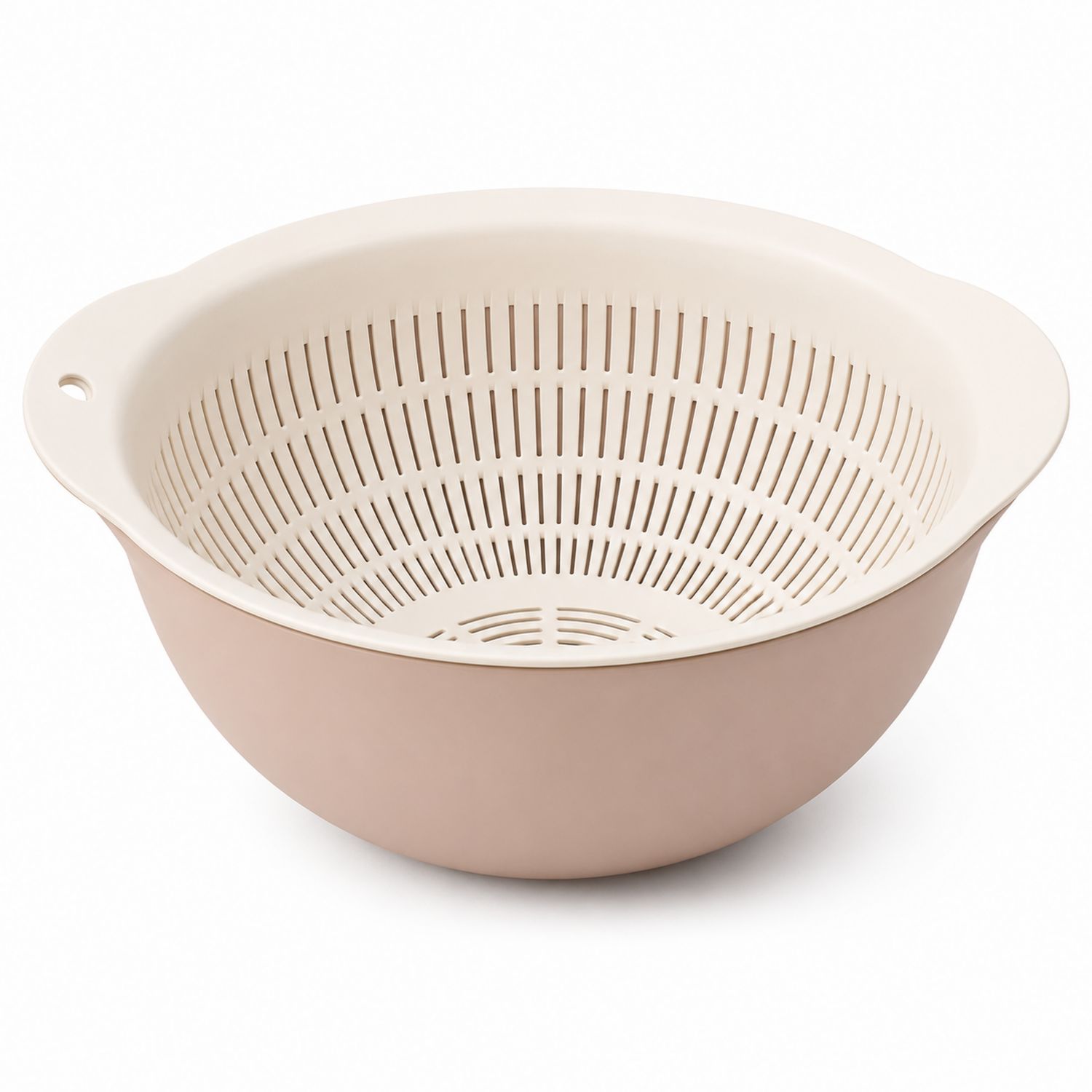 Rundes Küchensieb 5L Beige mit Griffen