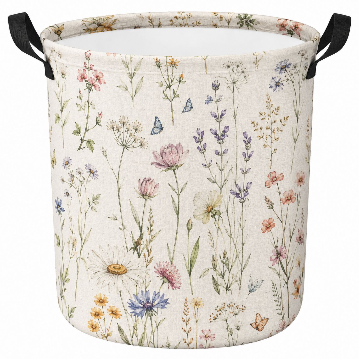 Blumenmuster Wäschekorb Rund 35x45cm, 30L