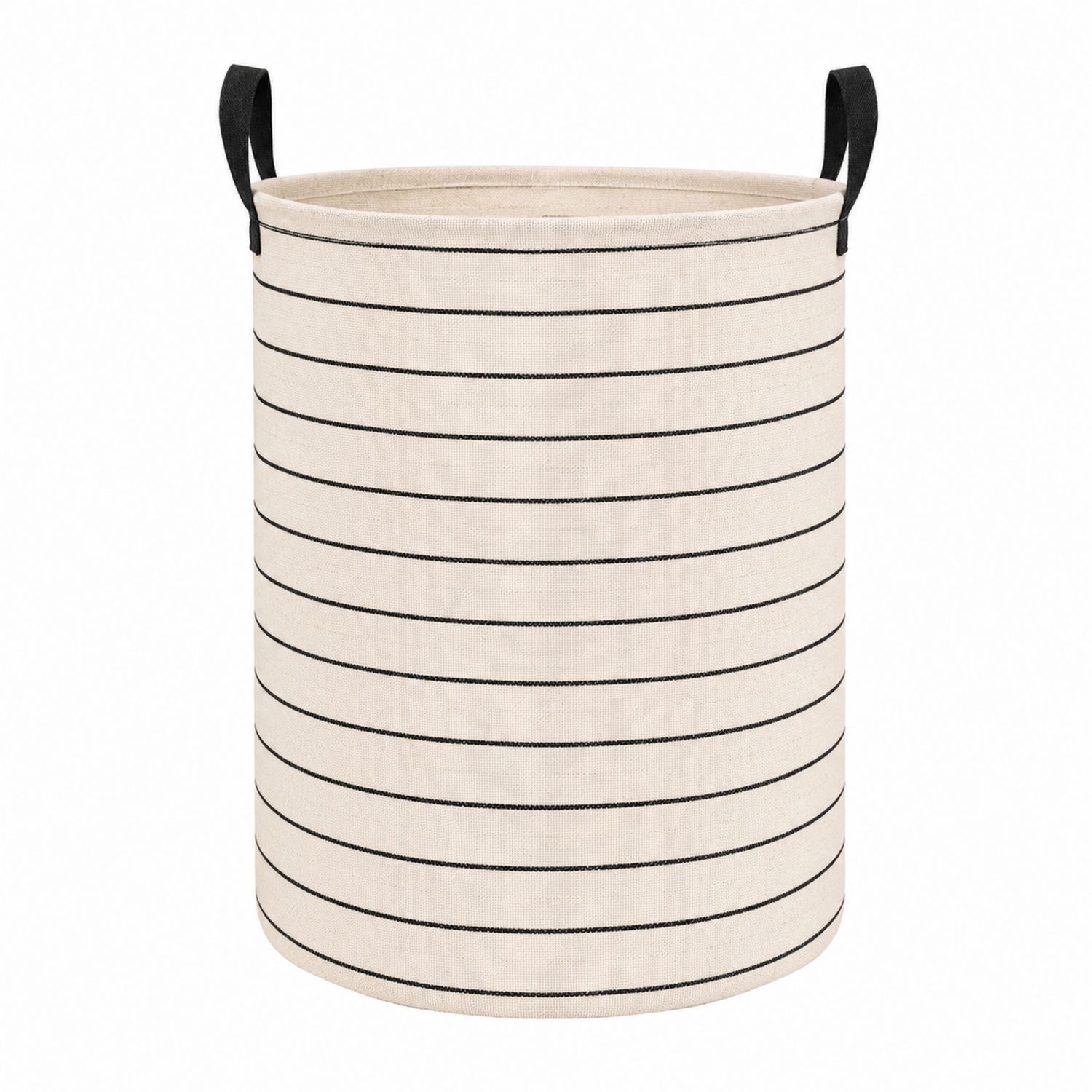 Runder Wäschekorb Streifen Beige/Schwarz 40x50 cm