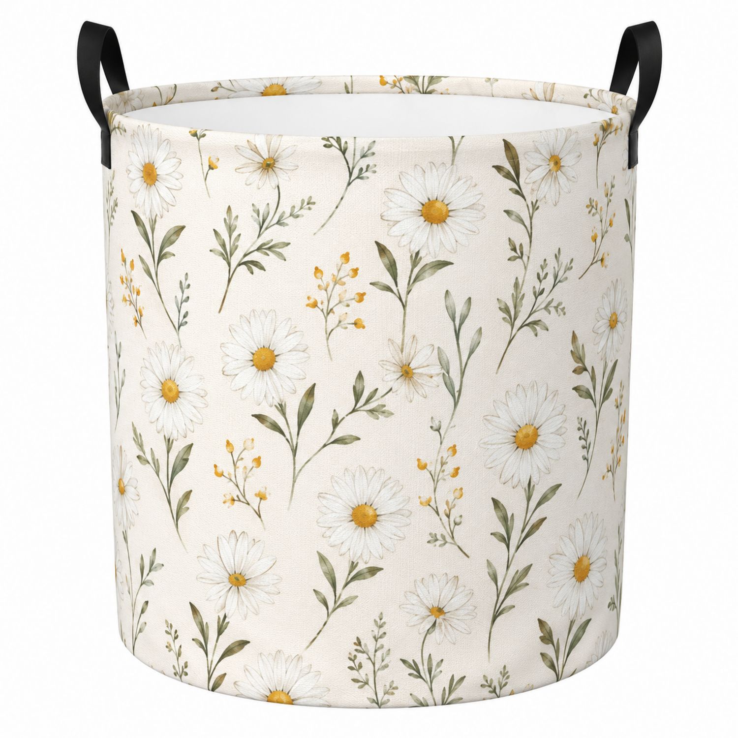 Beiger Faltbarer Wäschesammler mit Blumenmuster 40L