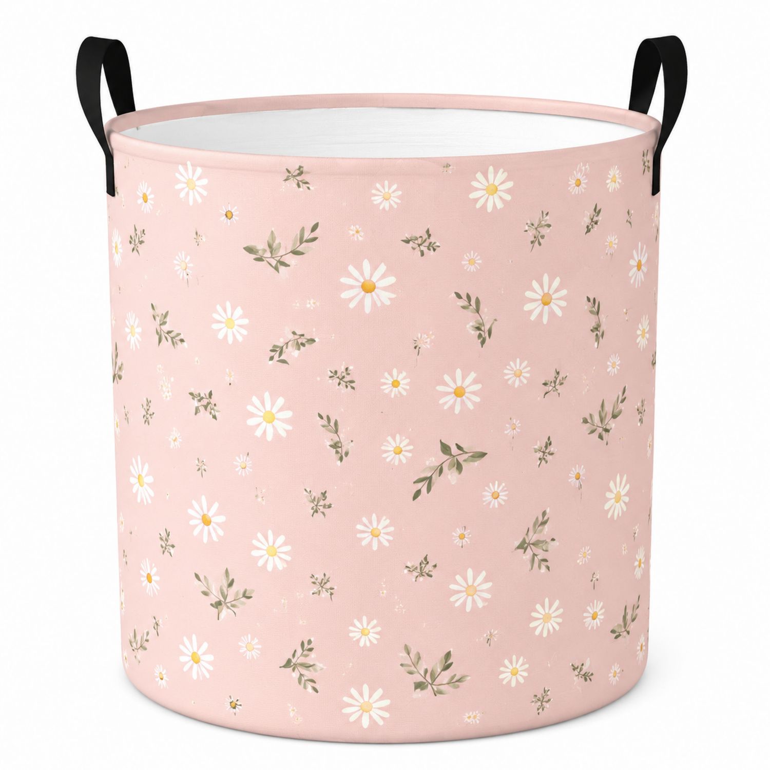 Rosa Wäschekorb mit Gänseblümchenmuster, 35L