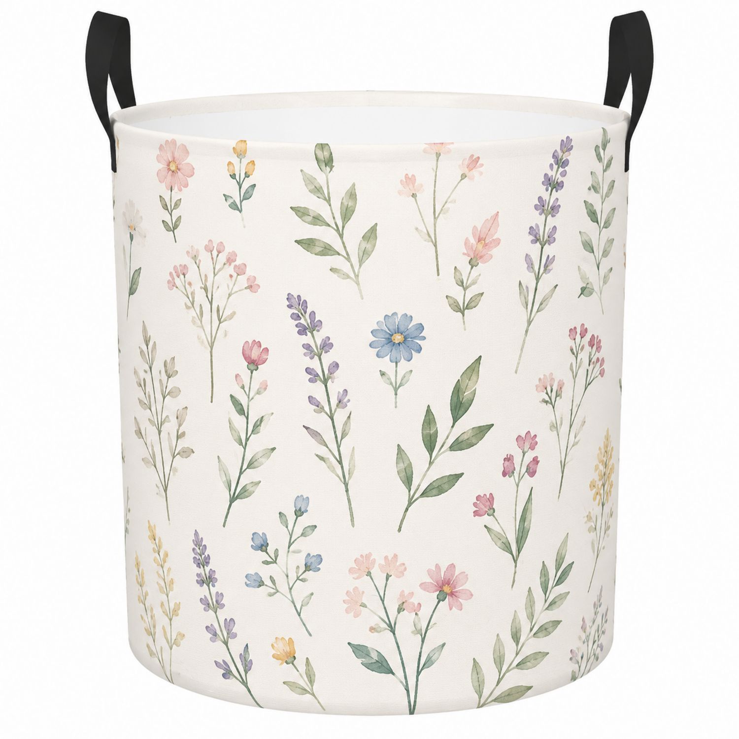 Faltbarer Wäschekorb mit Blumenmuster und Griffen, 30L