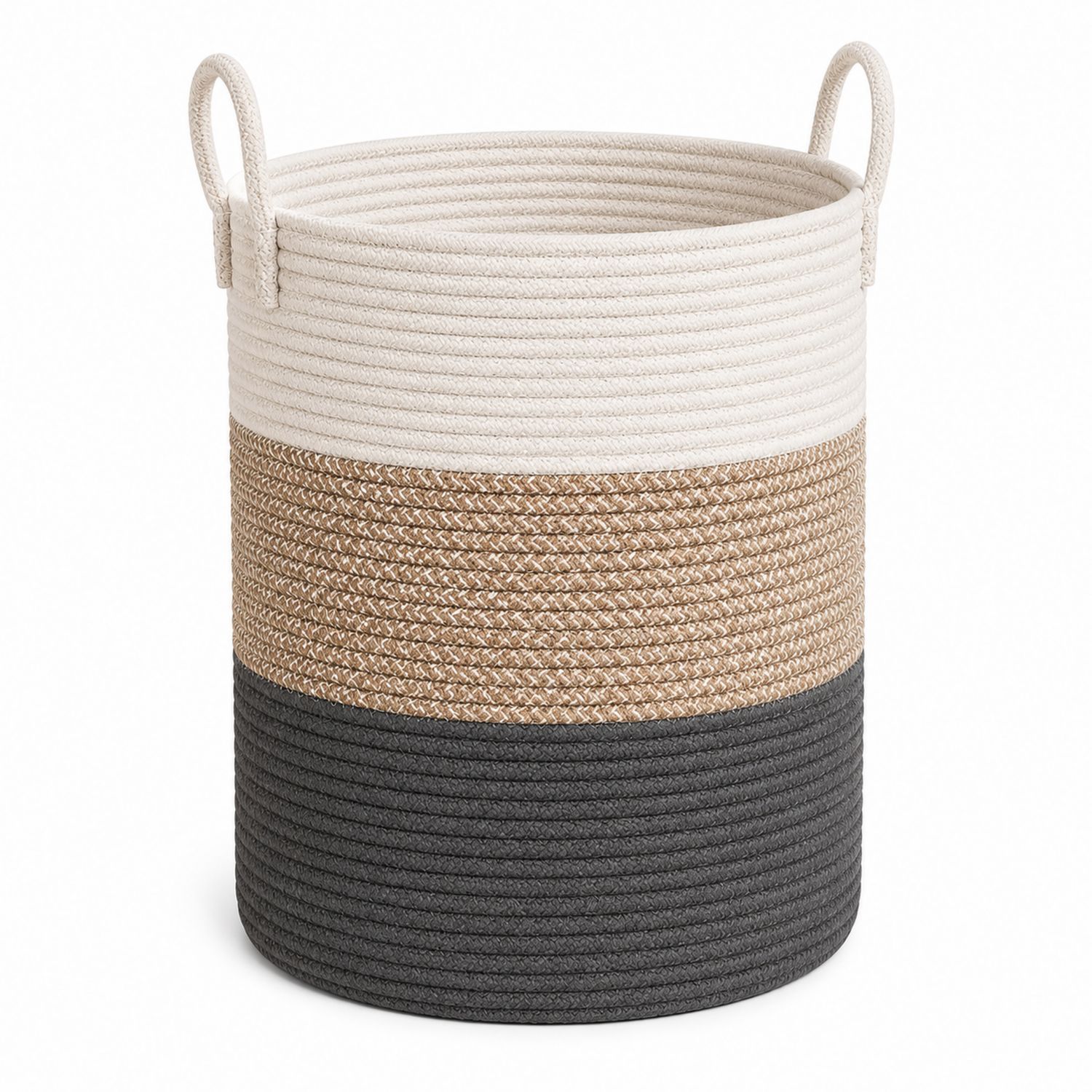Dekorativer Aufbewahrungskorb Rund Beige/Schwarz/Braun