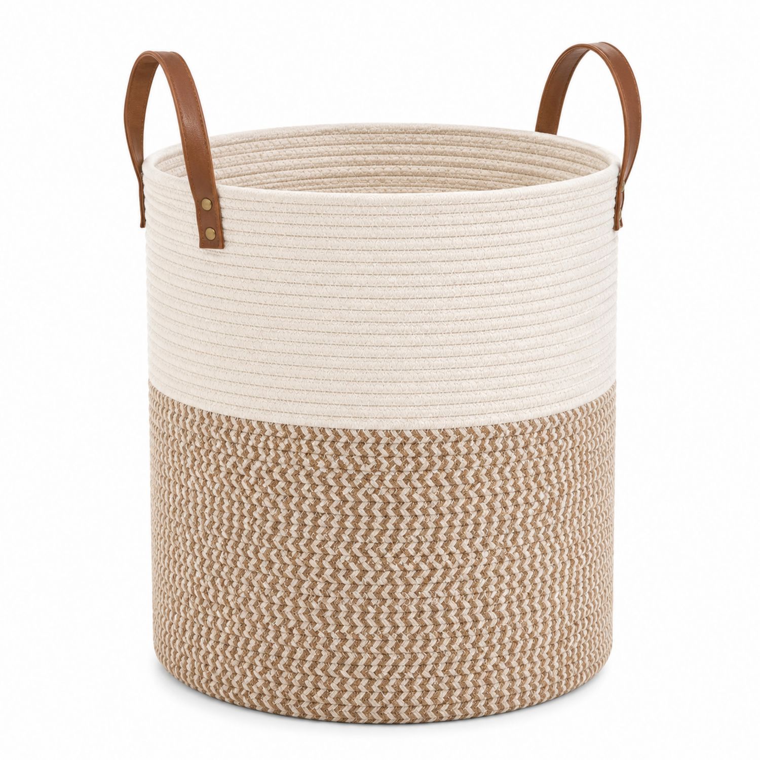 Aufbewahrungskorb mit Griffen Creme/Braun, 40L
