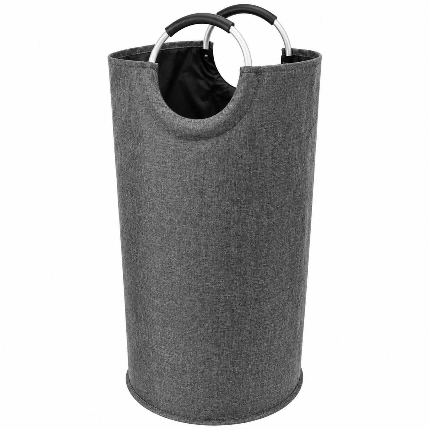 Runder Wäschesammler mit Griffen, Grau, 65L