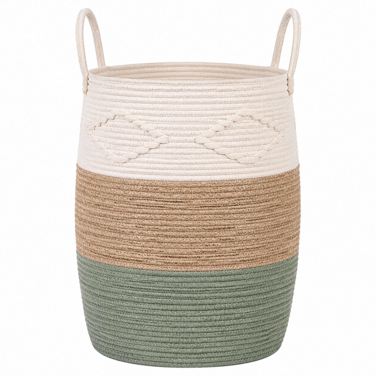 Geflochtener Aufbewahrungskorb Beige/Braun/Grün 35L