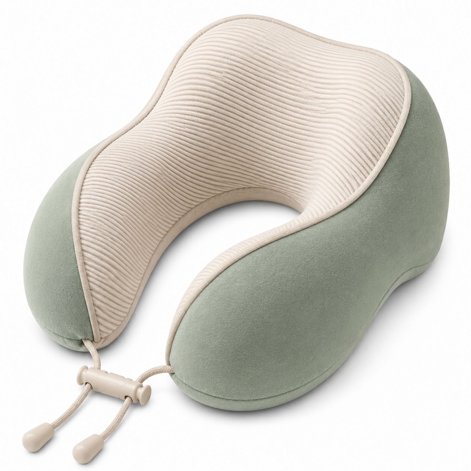 Ergonomisches Nackenkissen Reisekissen in Beige/Grün