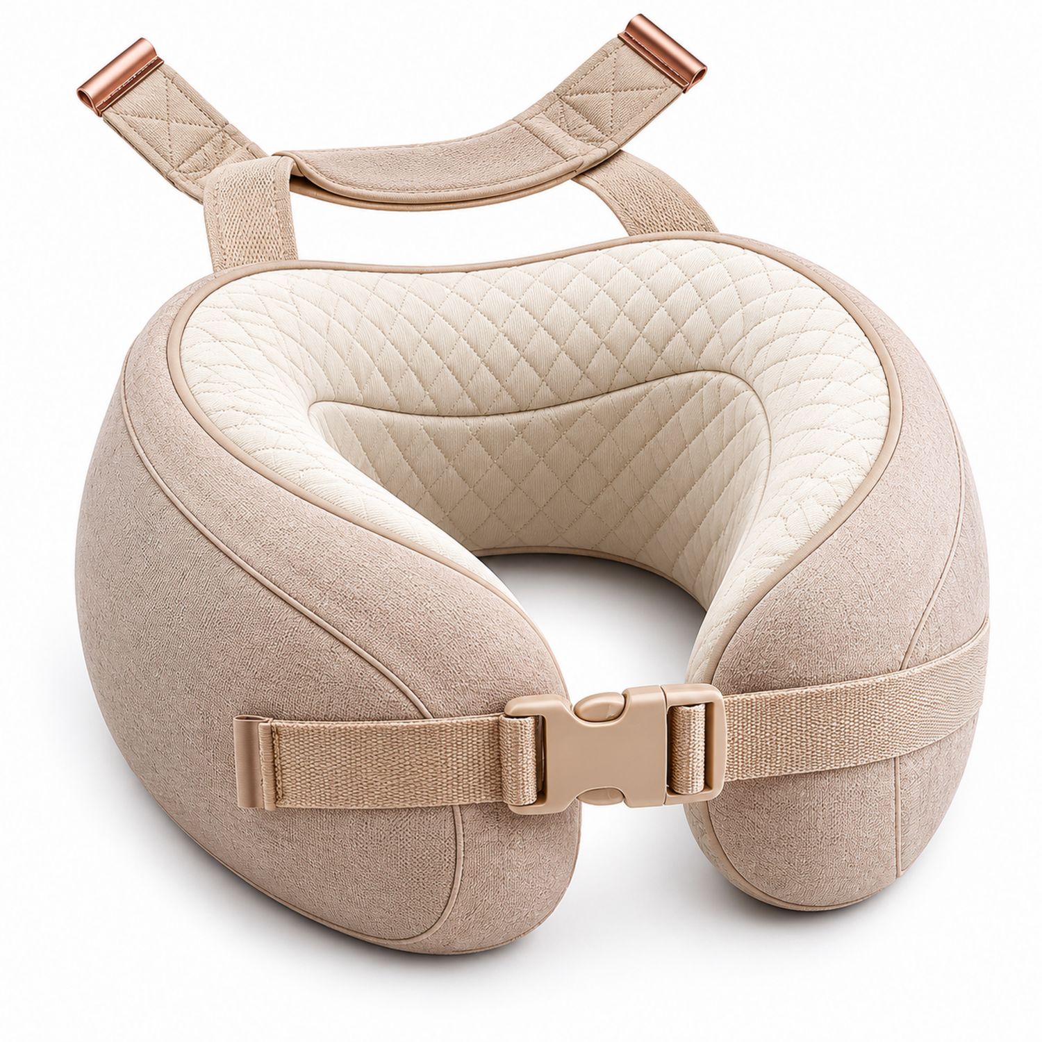 Ergonomisches Reisekissen Nackenkissen Beige/Weiß