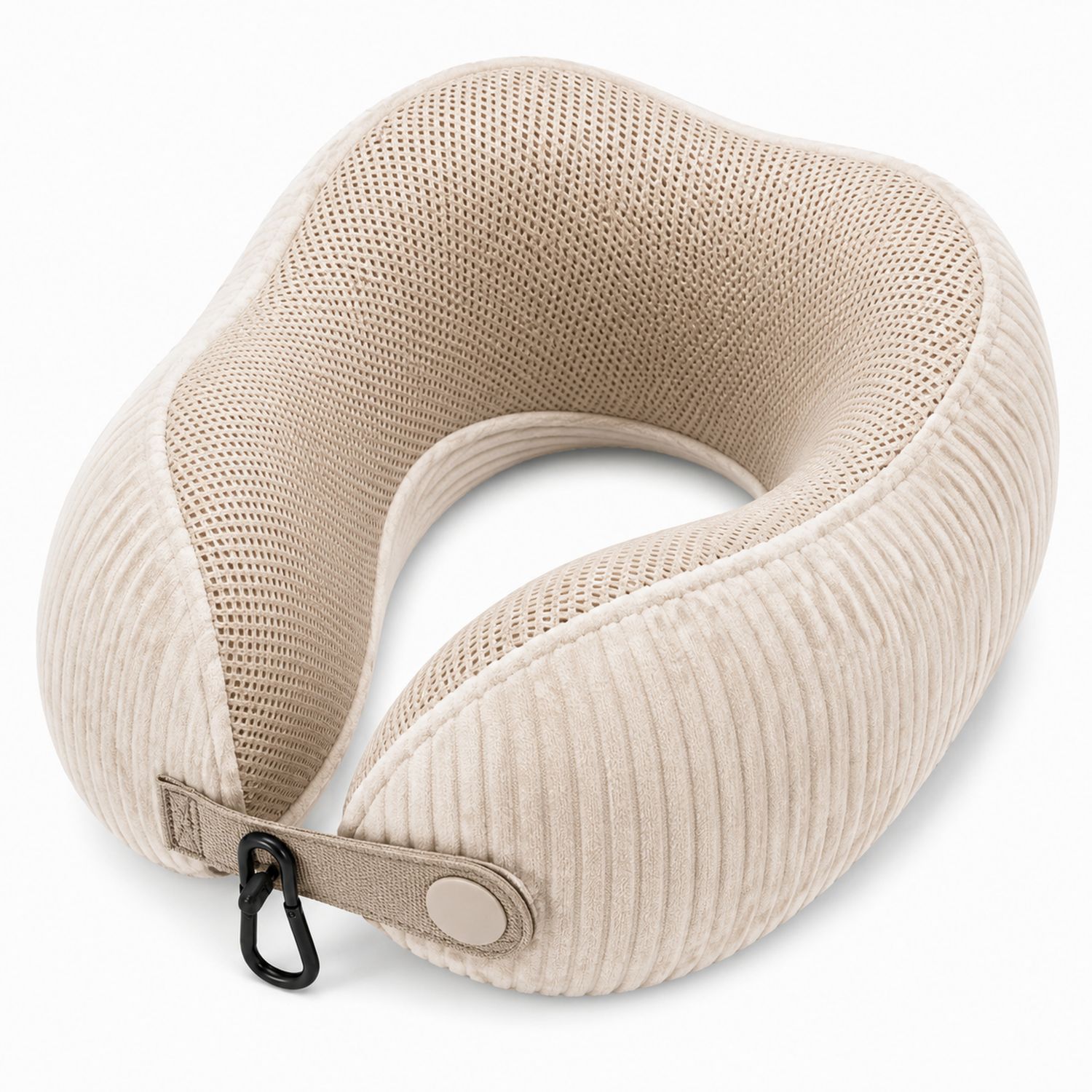 Ergonomisches Nackenkissen Beige mit Memory-Schaum für Reisen