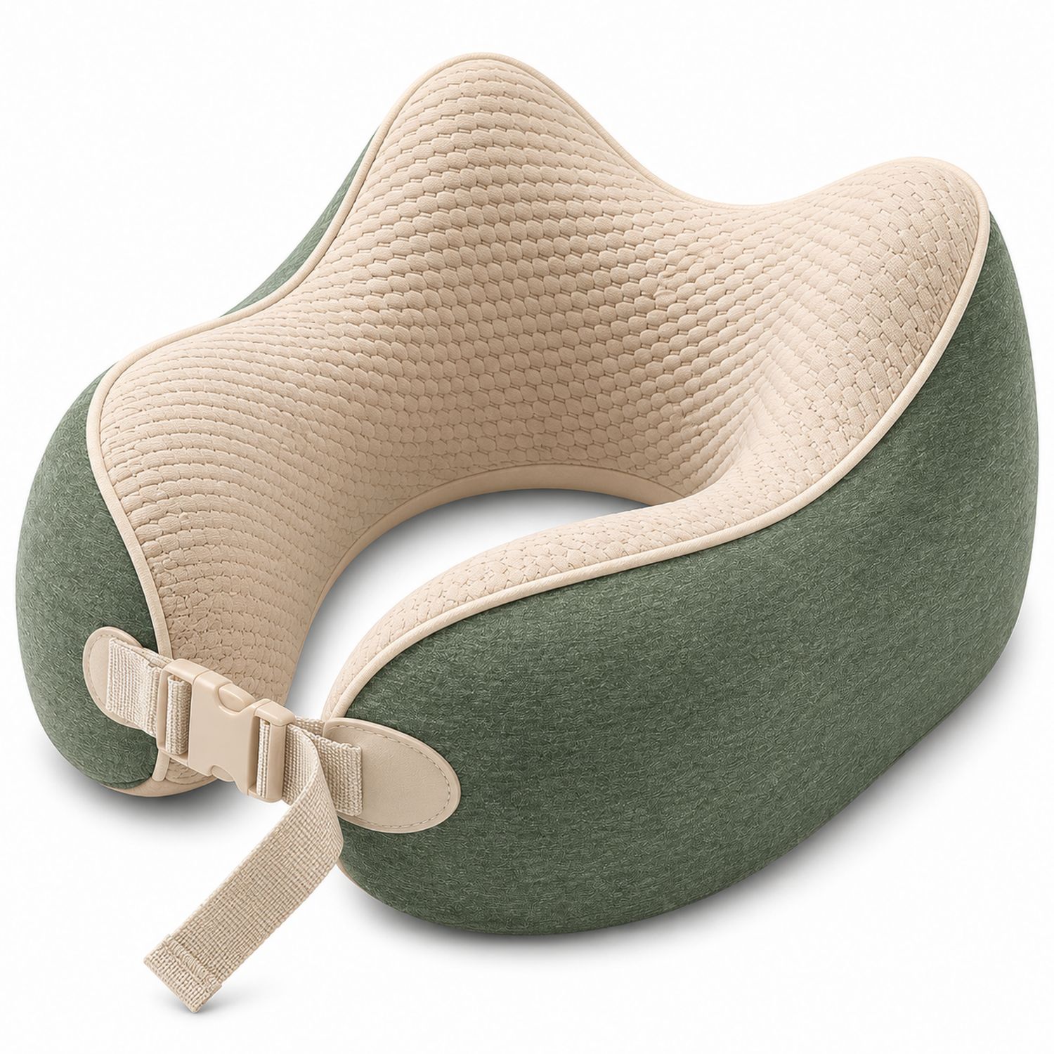 Ergonomisches Reisekissen mit Nackenstütze Grün Beige