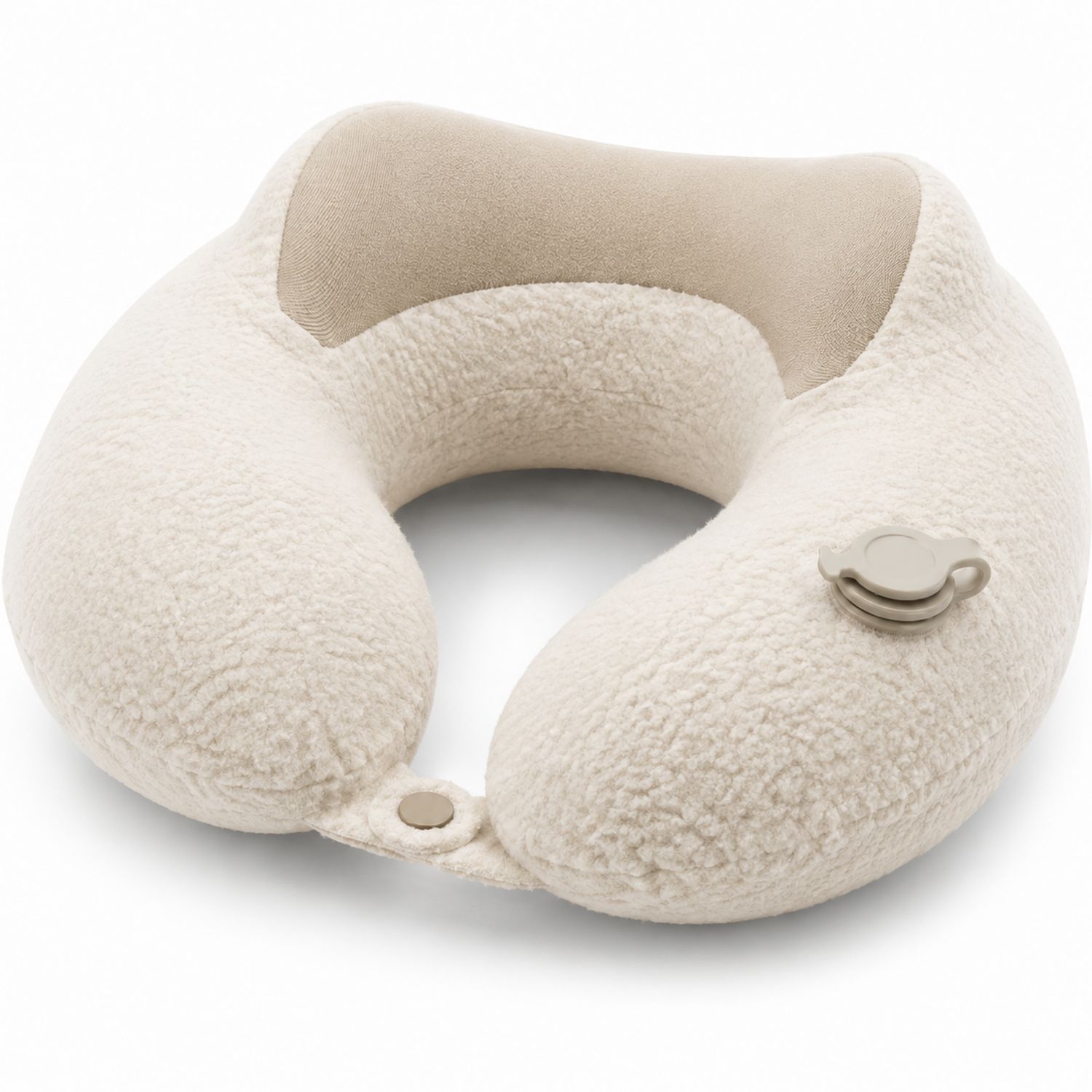 Beiges ergonomisches Reisekissen mit aufblasbarem Luftkern