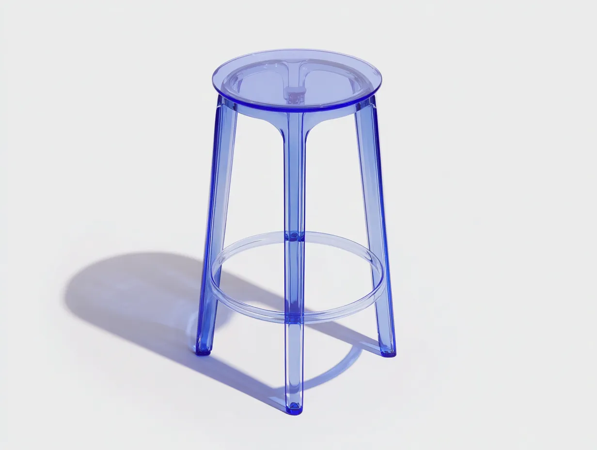 Barhocker 41x41x76 cm - transparenter blauer Kunststoff - runde Form für Außenbereich-Locormadecor