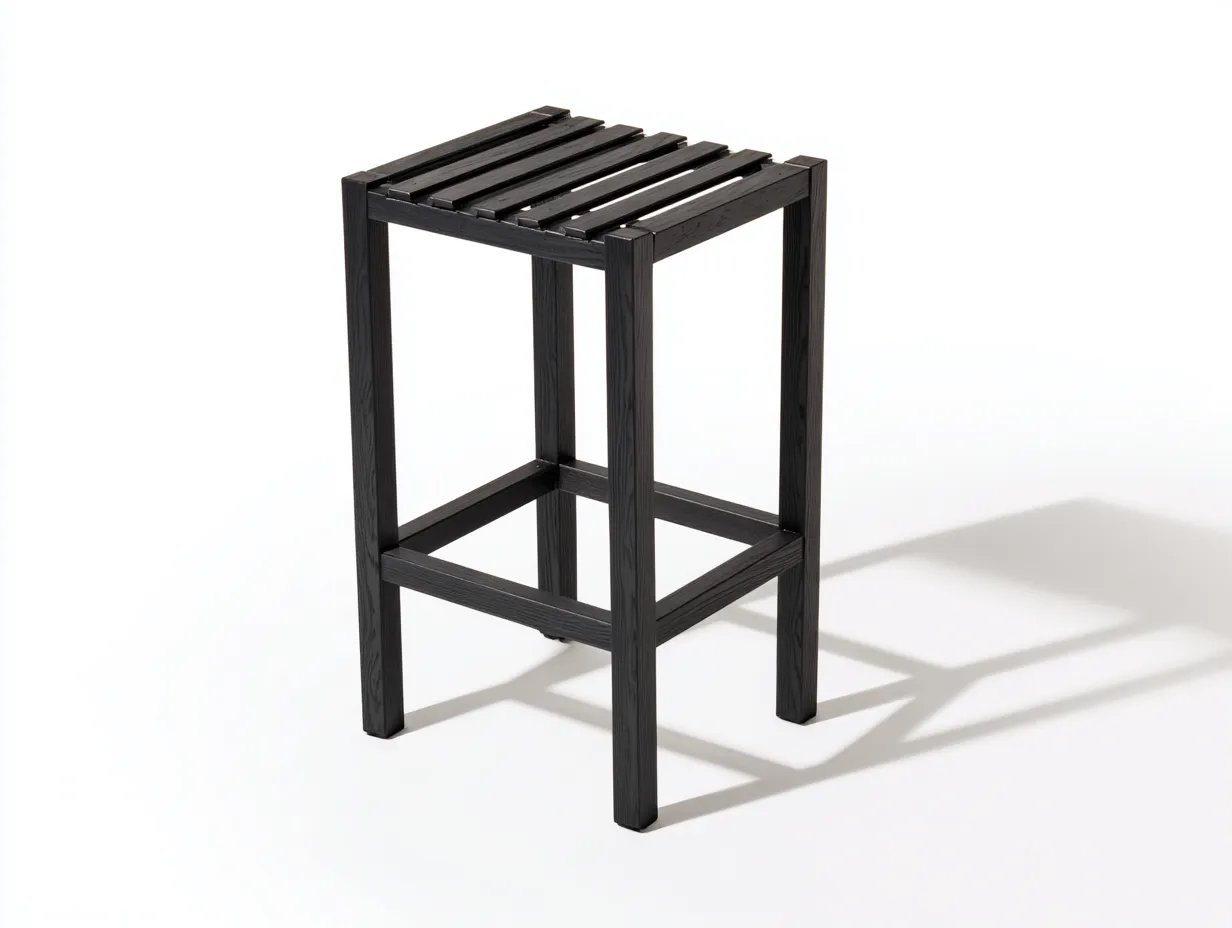 Barhocker 40x40x80 cm - schwarzes Holz - quadratischer Lattenstil für Außenbereich-Locormadecor