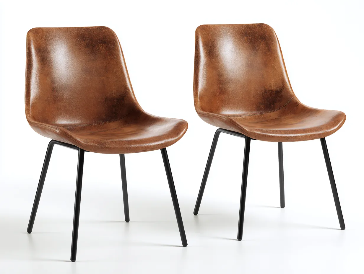 Esszimmerstuhl aus brauner Lederoptik 51x57x83 cm - Braun und Schwarz - ergonomisch geformt für Esszimmer-Locormadecor