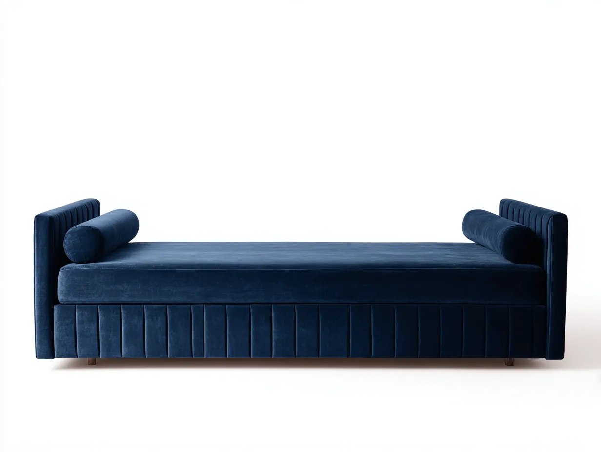 Sitzbank mit dunkelblauem Samtbezug 170x82x70 cm - Dunkelblau und Braun - gesteppt für Schlafzimmer-Locormadecor