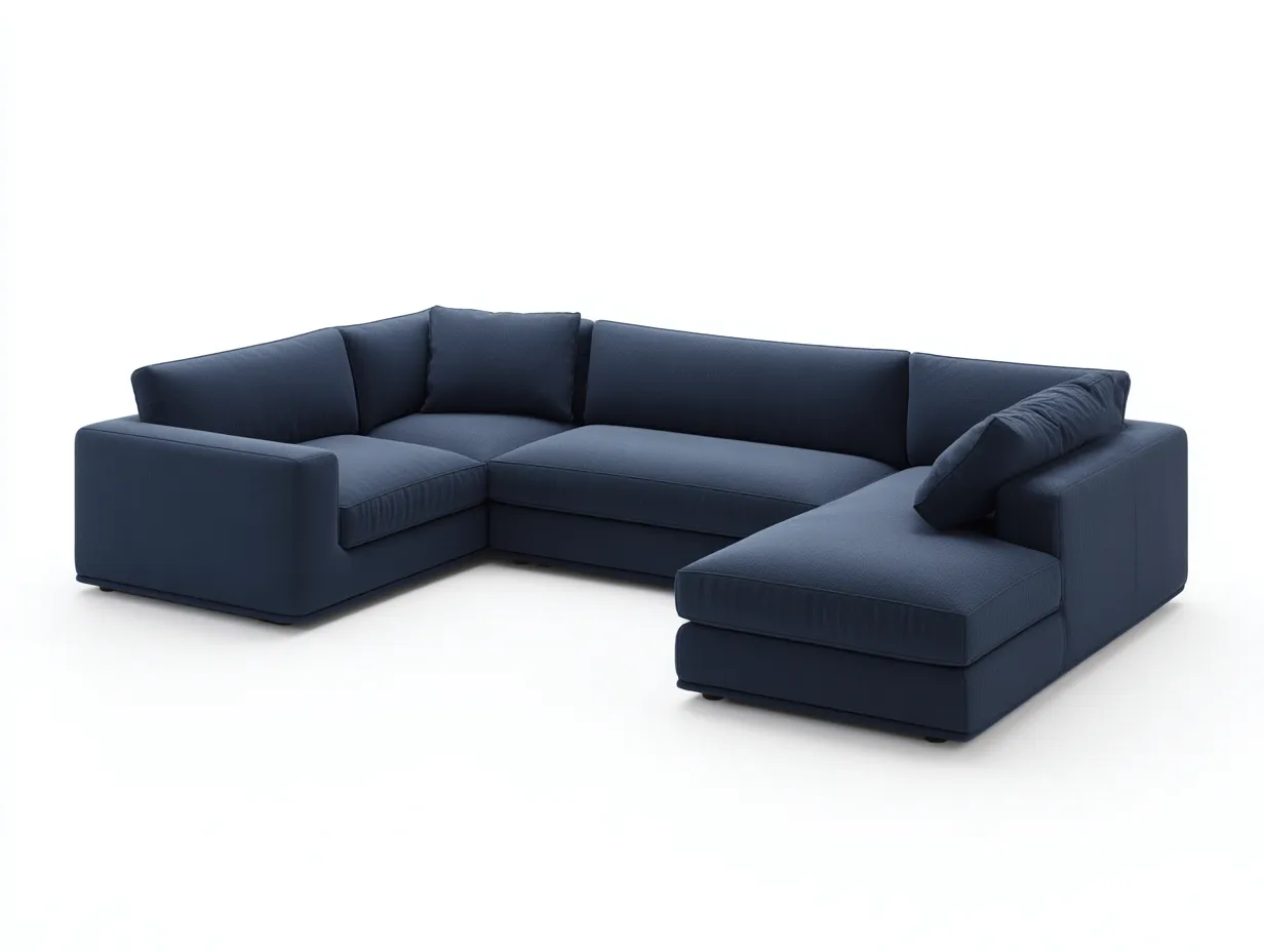 Ecksofa 312x238x76 cm - dunkelblauer Stoff - breite Loungeform für Wohnzimmer-Locormadecor