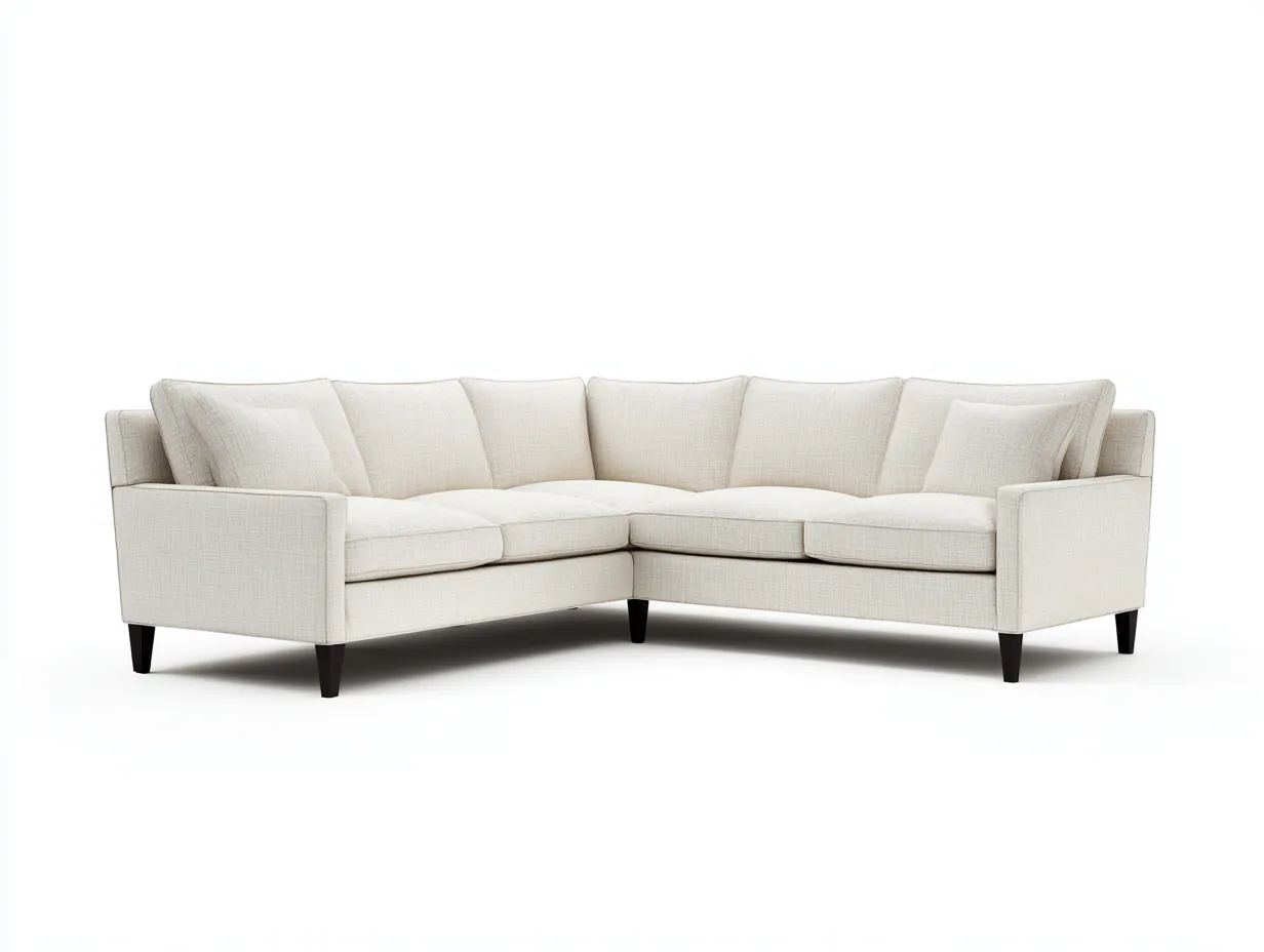 Ecksofa 298x222x81 cm - cremefarbener Stoff - helle Polsterform für Wohnzimmer-Locormadecor